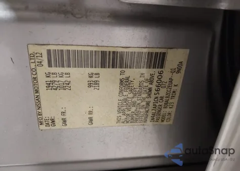 2012 Nissan Altima 2.5 S from USA, damaged, VIN 1N4AL2AP1CN566006